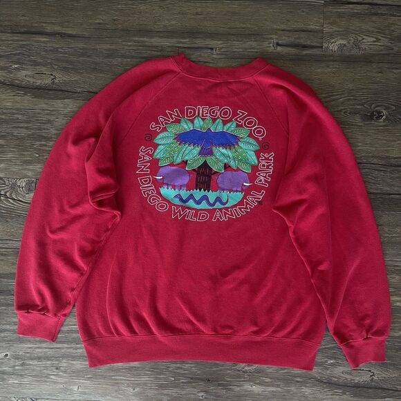 Vtg San Diego Zoo Wild Animal Park Crewneck Sweatshirt Front Back Logo Men M EUC - Picture 8 of 8